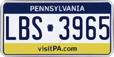 PA license plate LBS3965