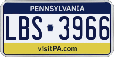 PA license plate LBS3966