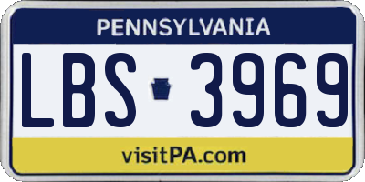 PA license plate LBS3969