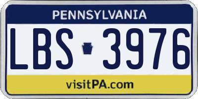 PA license plate LBS3976