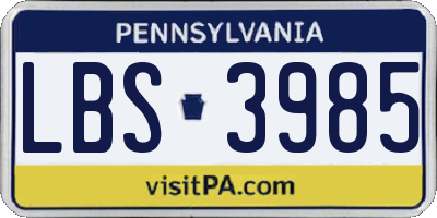 PA license plate LBS3985