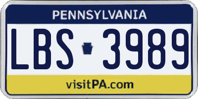 PA license plate LBS3989