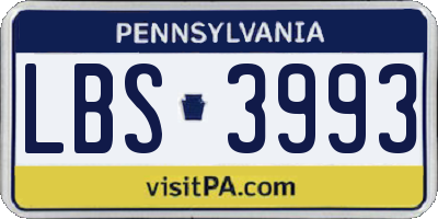 PA license plate LBS3993