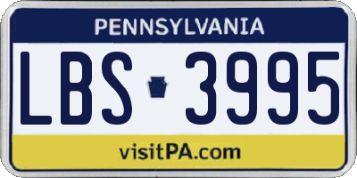 PA license plate LBS3995