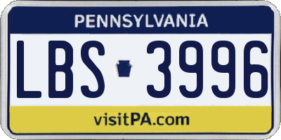 PA license plate LBS3996