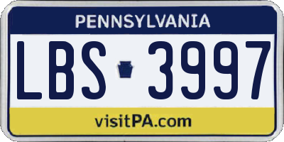 PA license plate LBS3997