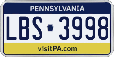 PA license plate LBS3998