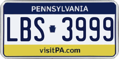 PA license plate LBS3999