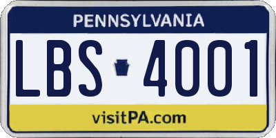PA license plate LBS4001