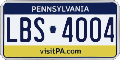 PA license plate LBS4004
