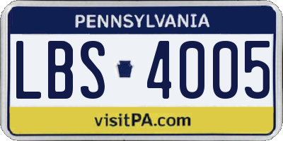 PA license plate LBS4005