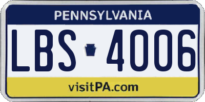 PA license plate LBS4006