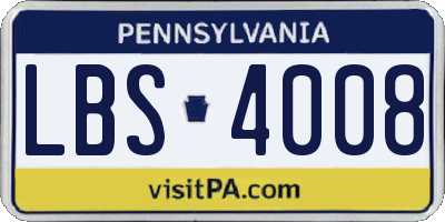 PA license plate LBS4008