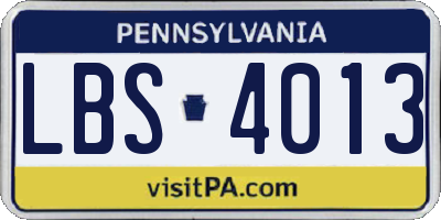 PA license plate LBS4013