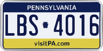 PA license plate LBS4016