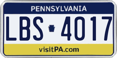 PA license plate LBS4017
