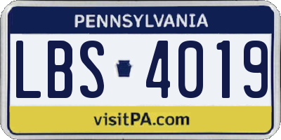 PA license plate LBS4019