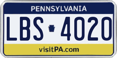 PA license plate LBS4020