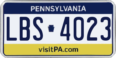 PA license plate LBS4023