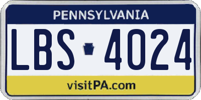 PA license plate LBS4024