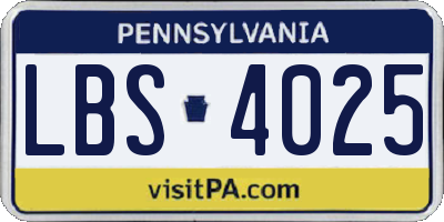 PA license plate LBS4025