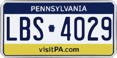 PA license plate LBS4029