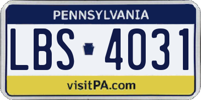 PA license plate LBS4031