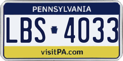PA license plate LBS4033