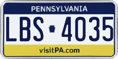 PA license plate LBS4035
