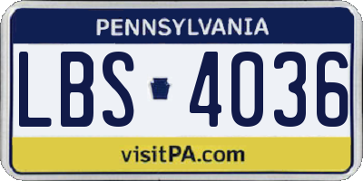 PA license plate LBS4036
