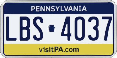 PA license plate LBS4037