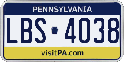 PA license plate LBS4038