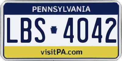 PA license plate LBS4042