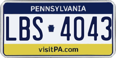PA license plate LBS4043