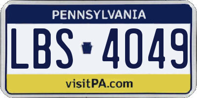PA license plate LBS4049