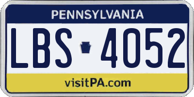 PA license plate LBS4052