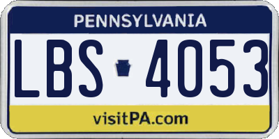 PA license plate LBS4053
