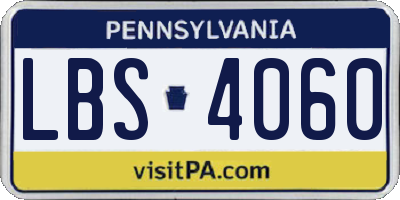 PA license plate LBS4060