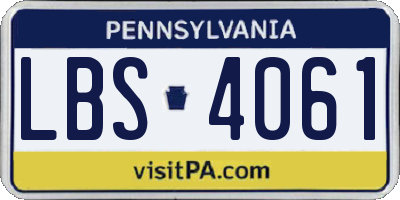 PA license plate LBS4061
