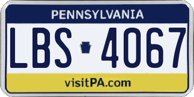 PA license plate LBS4067