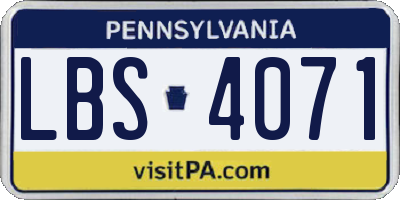PA license plate LBS4071