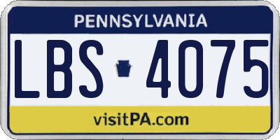 PA license plate LBS4075