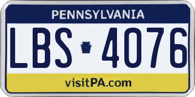 PA license plate LBS4076