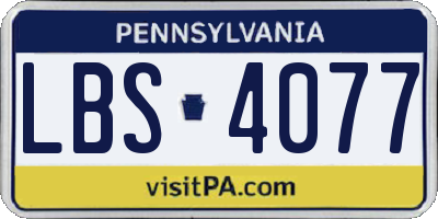PA license plate LBS4077