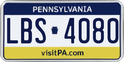 PA license plate LBS4080