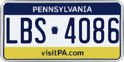 PA license plate LBS4086