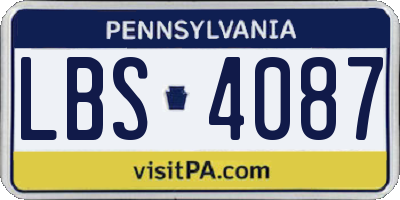 PA license plate LBS4087
