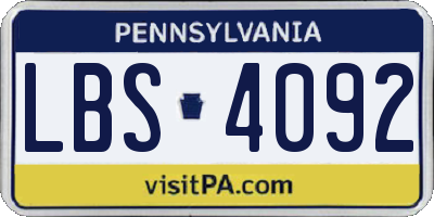 PA license plate LBS4092