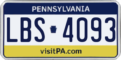 PA license plate LBS4093