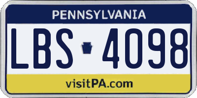 PA license plate LBS4098